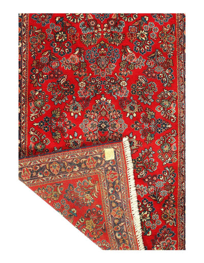 Canvello Silkroad Sarouk Red Rugs For Bedroom - 4'3'' X 6'7'' - Canvello