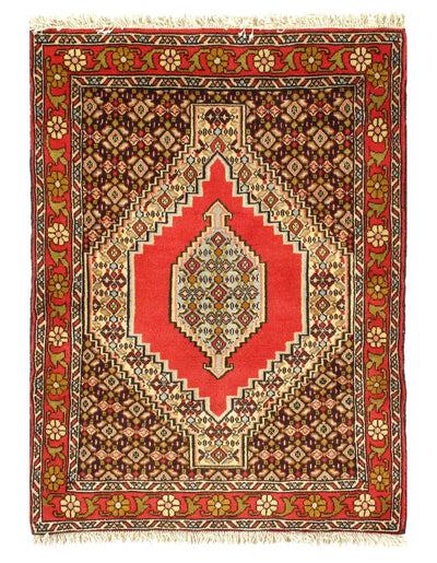 Canvello Persian Senneh Red And Gold Rug - 2'4" x 3'3"