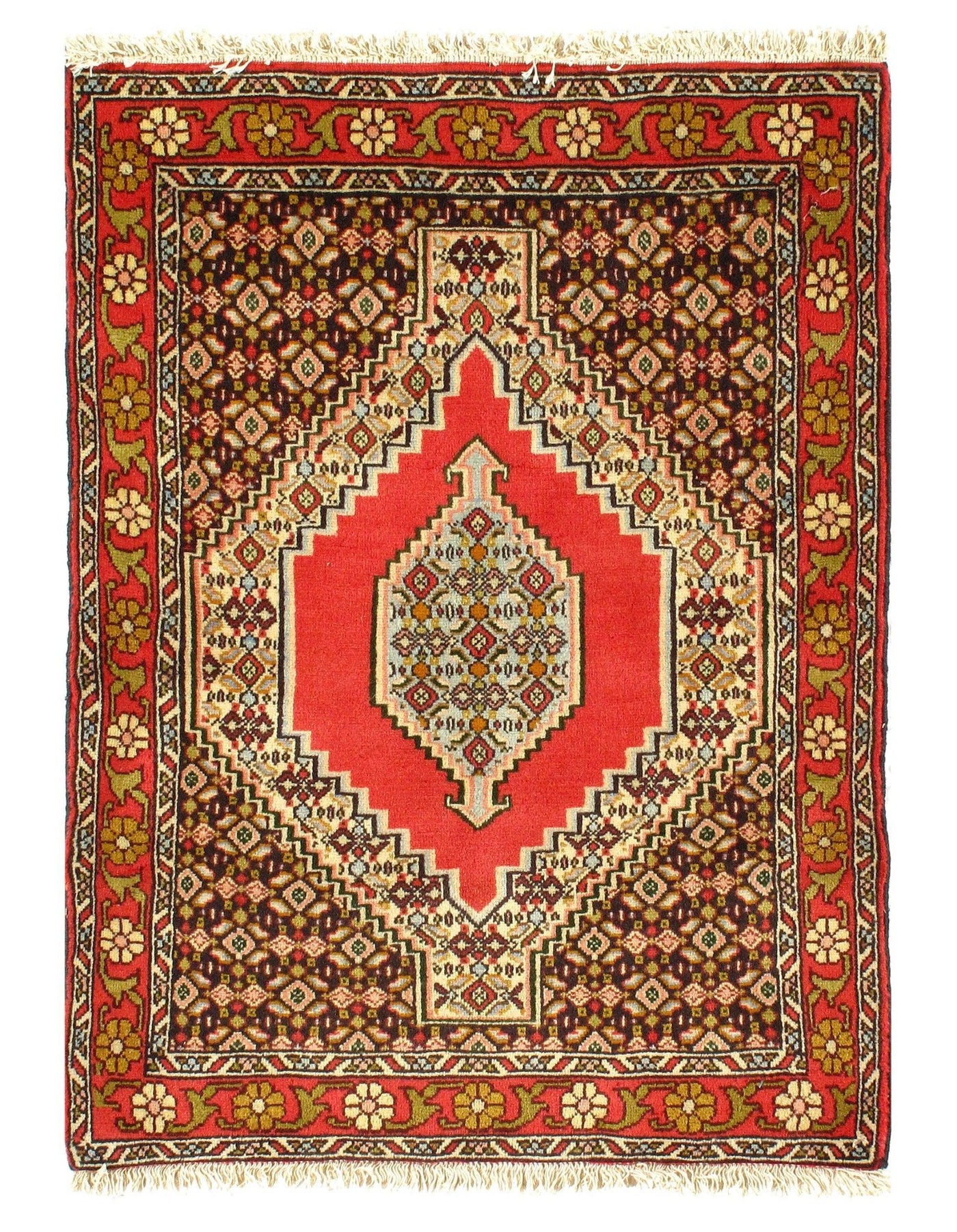 Canvello Silkroad Senneh Red And Gold Rug - 2'4" x 3'3" - Canvello