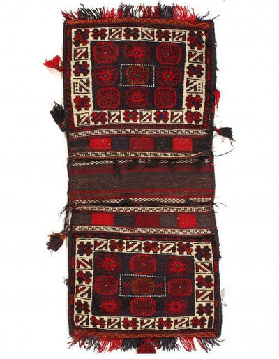 Canvello Silkroad Shiraz Black Saddle Bag Rug - 2' X 4'7'' - Canvello