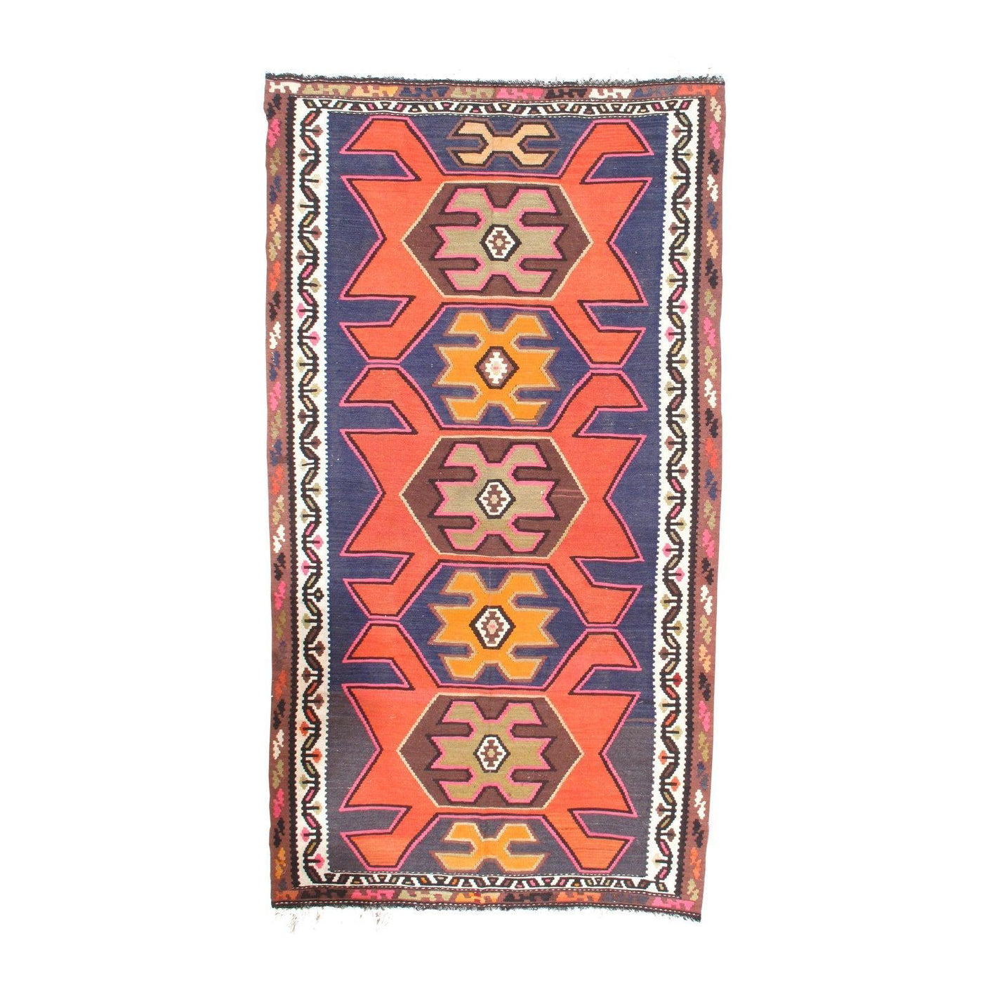 Canvello Silkroad Shiraz Blue Kilim Rugs - 5' x 9'1" - Canvello