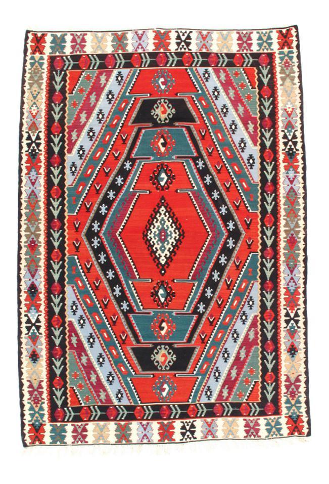 Canvello Silkroad Shiraz Kilim Green Rugs - 6'8'' X 9'8'' - Canvello