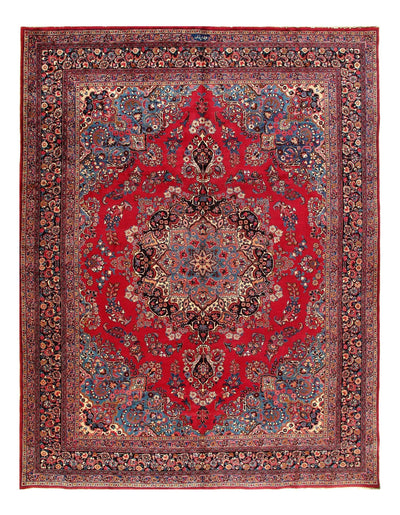 Canvello Persian Signed Mashhad Dark Red Rugs - 9'7" x 12'8"