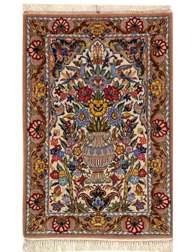 Canvello Persian Silk & Wool Isfahan Yellow Rug - 2'4'' X 3'7''