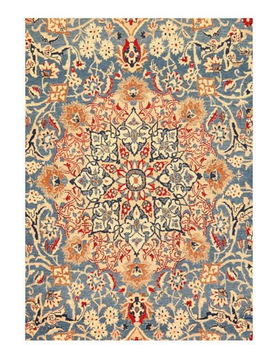 Canvello Persian Silk & Wool Nain Light Blue Rugs - 3'8'' X 6'5''