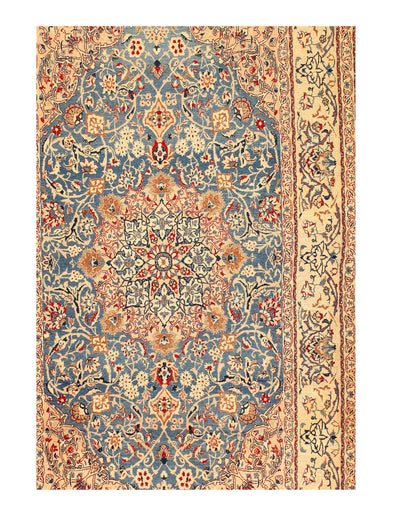 Canvello Persian Silk & Wool Nain Light Blue Rugs - 3'8'' X 6'5''