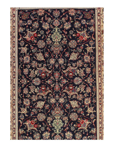 Canvello Silkroad Silk & Wool Isfahan Navy Blue Rug - 6'8'' X 10'1'' - Canvello