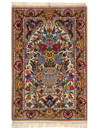 Canvello Silkroad Silk & Wool Isfahan Yellow Rug - 2'4'' X 3'7'' - Canvello