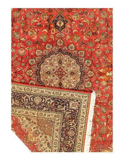 Canvello Silkroad Silk & Wool Tabriz Rust Rug - 8'2'' X 11'3'' - Canvello