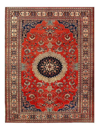 Canvello Persian Tabriz Blue And Rust Rug - 9'11'' X 13'