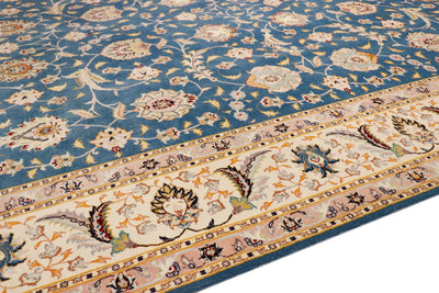 Canvello Persian Tabriz Blue Wool Area Rugs - 6'7" X 8'6"
