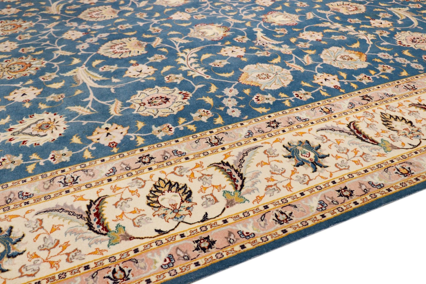 Canvello Silkroad Tabriz Blue Wool Area Rugs - 6'7" X 8'6" - Canvello