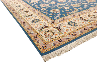 Canvello Silkroad Tabriz Blue Wool Area Rugs - 6'7" X 8'6" - Canvello