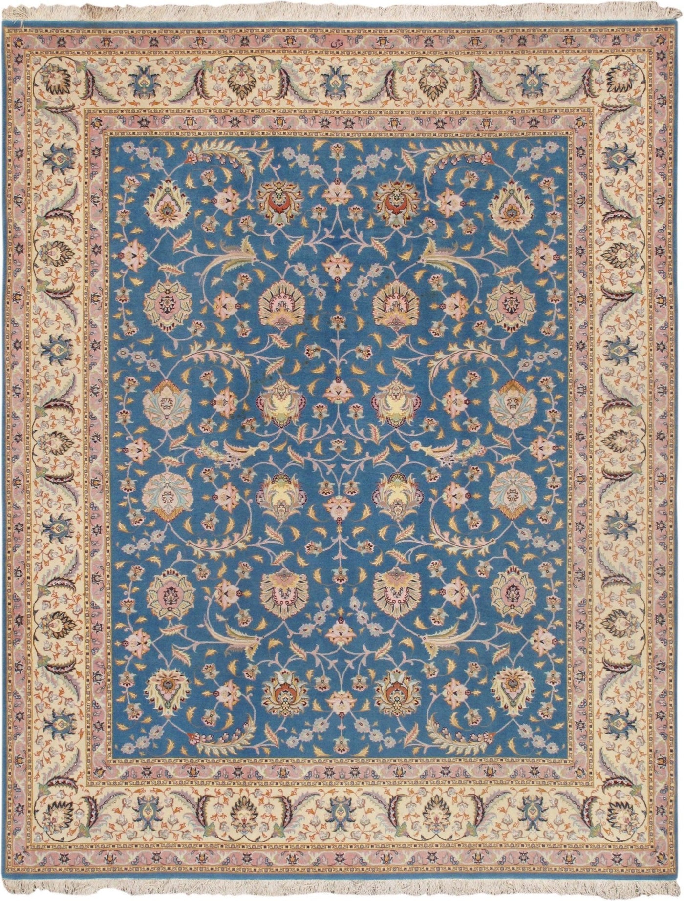 Canvello Silkroad Tabriz Blue Wool Area Rugs - 6'7" X 8'6" - Canvello