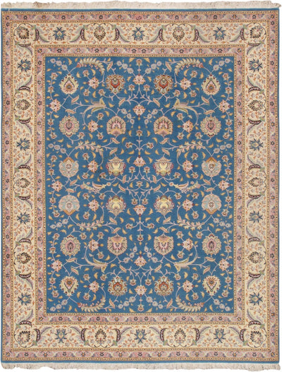 Canvello Silkroad Tabriz Blue Wool Area Rugs - 6'7" X 8'6" - Canvello