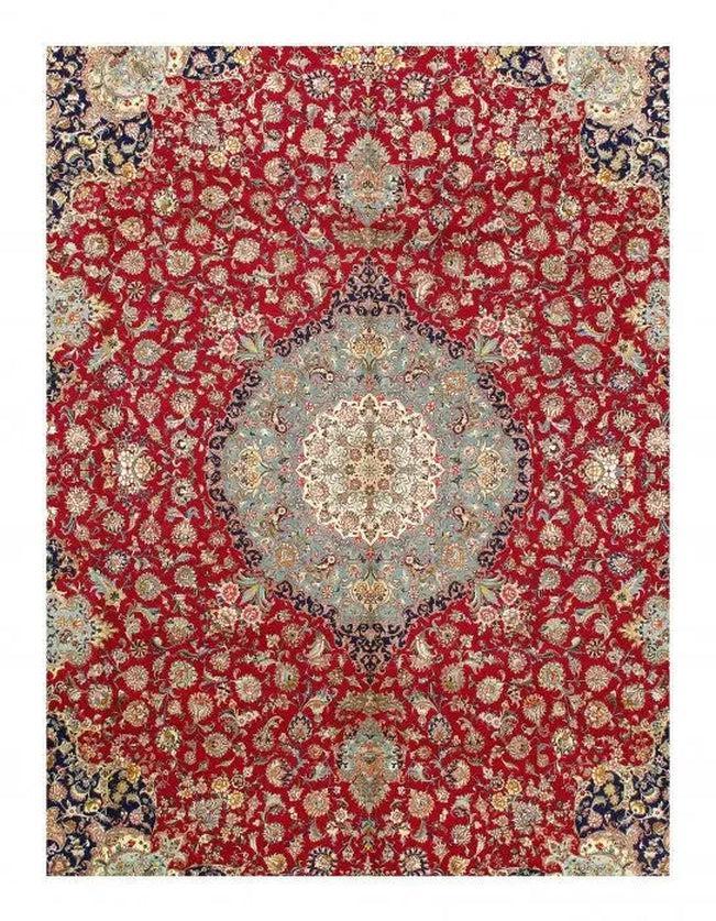 Canvello Silkroad Tabriz Brown And Red Rug - 10' X 13' - Canvello