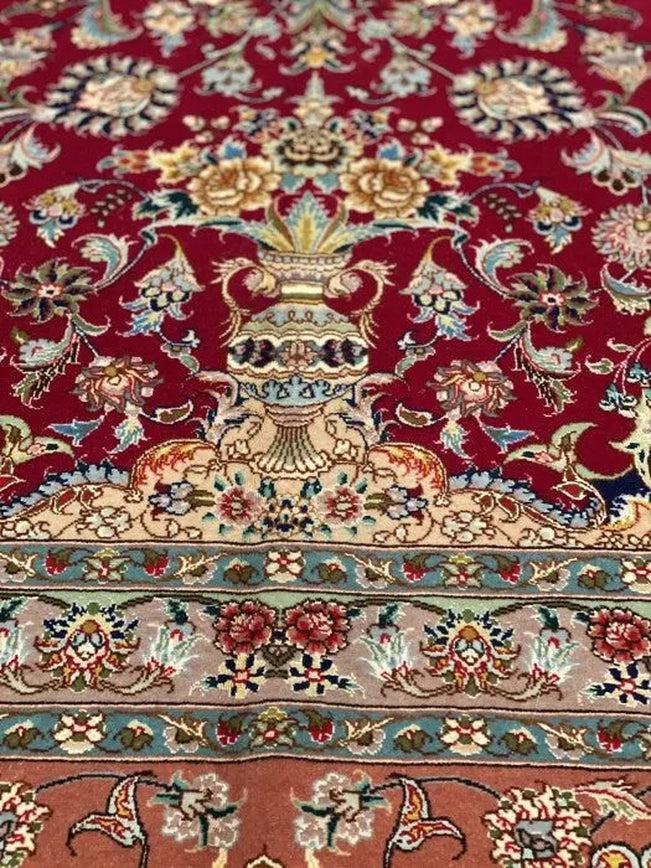 Canvello Silkroad Tabriz Brown And Red Rug - 10' X 13' - Canvello