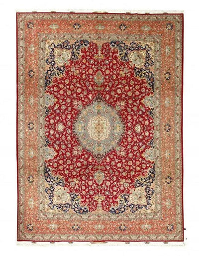 Canvello Silkroad Tabriz Brown And Red Rug - 10' X 13' - Canvello