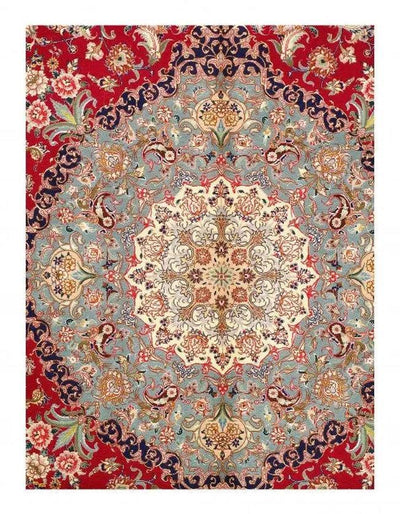 Canvello Silkroad Tabriz Brown And Red Rug - 10' X 13' - Canvello