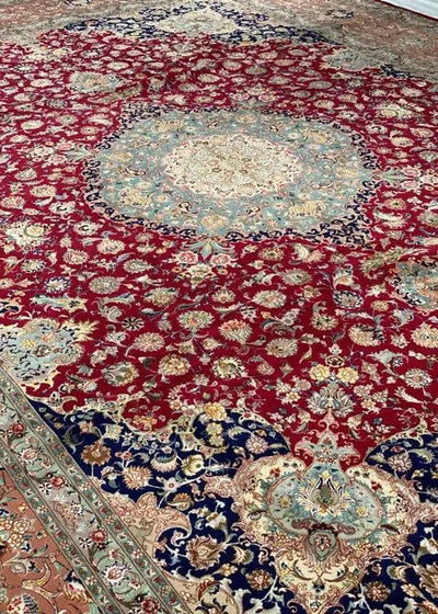 Canvello Silkroad Tabriz Brown And Red Rug - 10' X 13' - Canvello