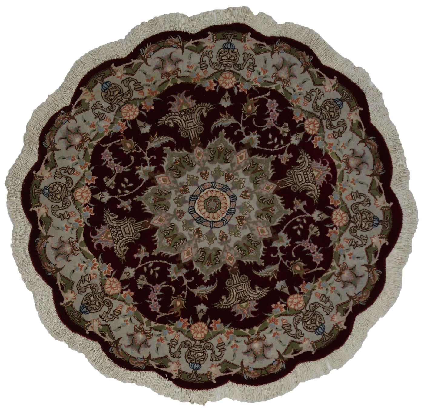 Canvello Persian Tabriz Oriental Round Rug - 3'2'' X 3'2''