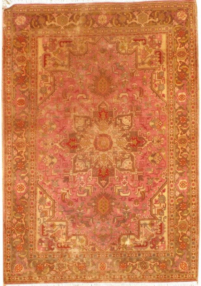 Canvello Silkroad Tabriz Pink And Orange Rug - 3'4'' X 4' 1'' - Canvello