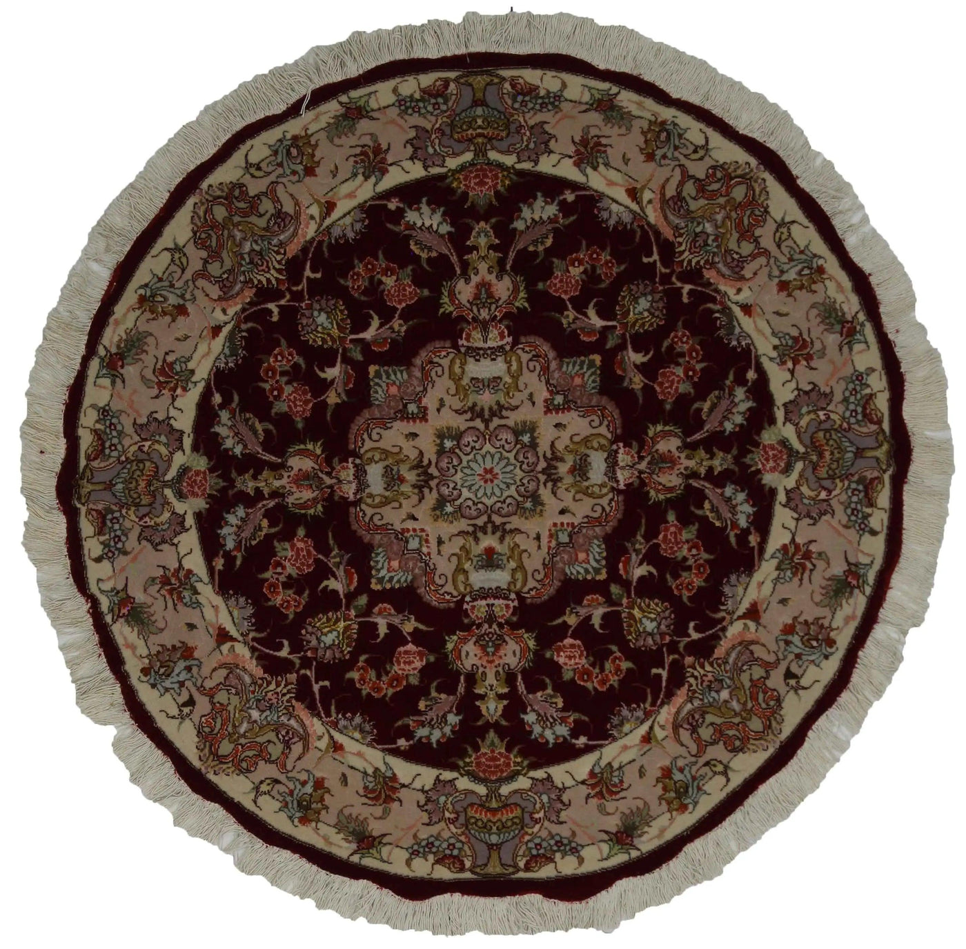 Canvello Persian Tabriz Round Rug In Living Room - 3'2'' X 3'2''