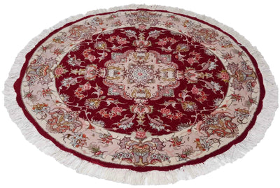 Canvello Silkroad Tabriz Round Rug In Living Room - 3'2'' X 3'2'' - Canvello