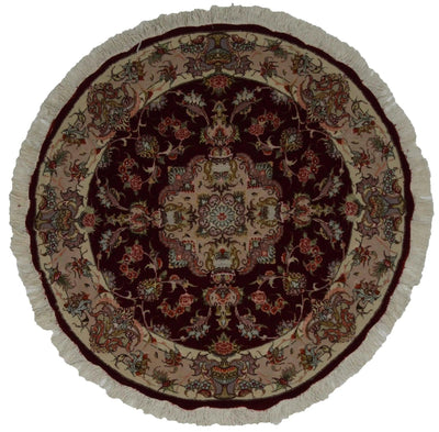 Canvello Silkroad Tabriz Round Rug In Living Room - 3'2'' X 3'2'' - Canvello