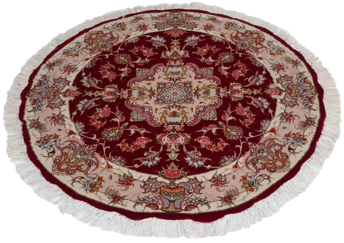 Canvello Silkroad Tabriz Round Rug In Living Room - 3'2'' X 3'2'' - Canvello