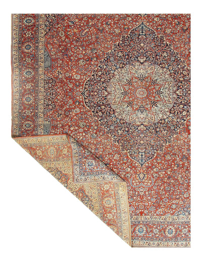 Canvello Persian Tabriz Rust And Blue Rug - 14'6'' X 17'6''
