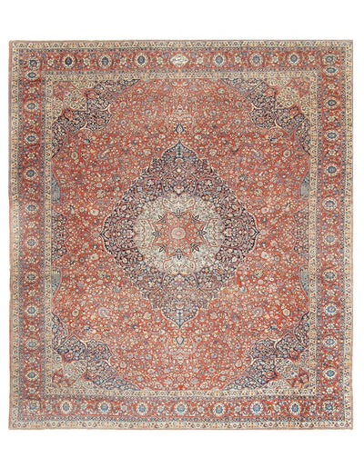 Canvello Silkroad Tabriz Rust And Blue Rug - 14'6'' X 17'6'' - Canvello