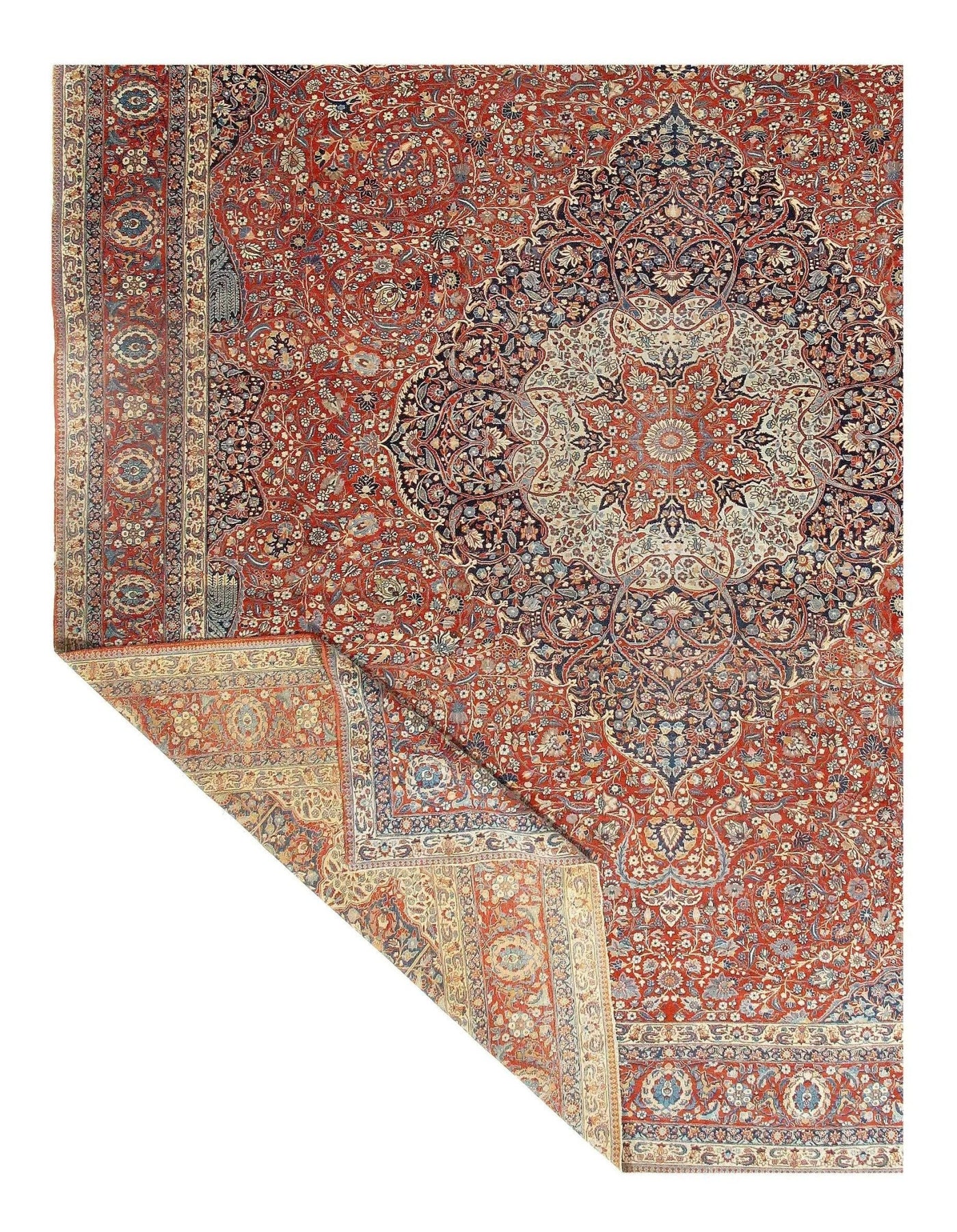 Canvello Silkroad Tabriz Rust And Blue Rug - 14'6'' X 17'6'' - Canvello