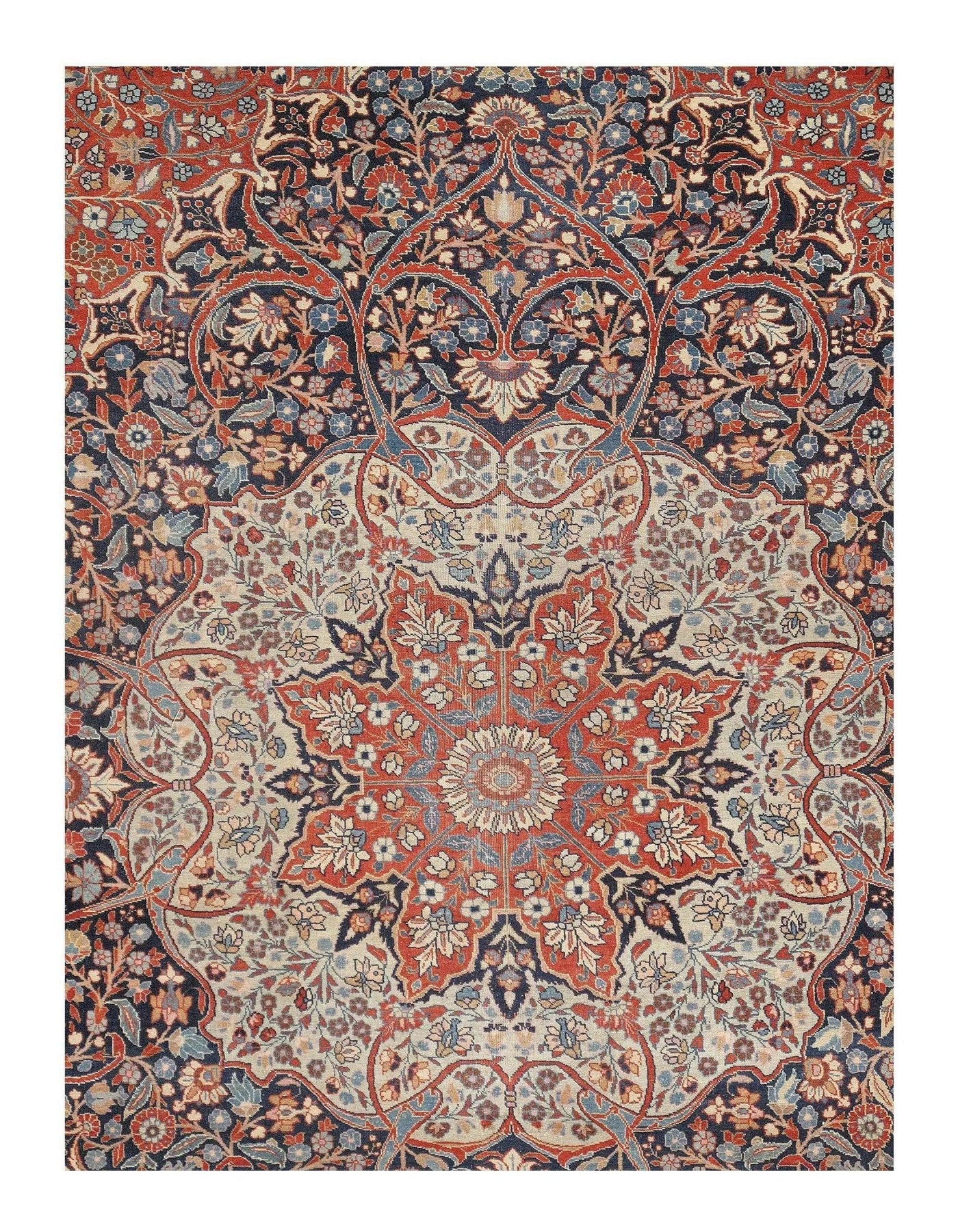 Canvello Silkroad Tabriz Rust And Blue Rug - 14'6'' X 17'6'' - Canvello