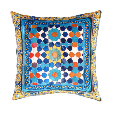 Canvello Silkroad Tile Velvet Pillow 16' X 16' - Canvello