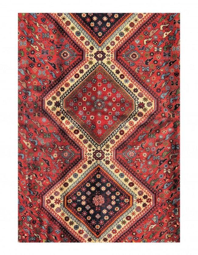 Canvello Silkroad Yalameh Blue And Red Oriental Rugs - 6' X 7' - Canvello