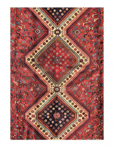 Canvello Persian Yalameh Blue And Red Oriental Rugs - 6' X 7'