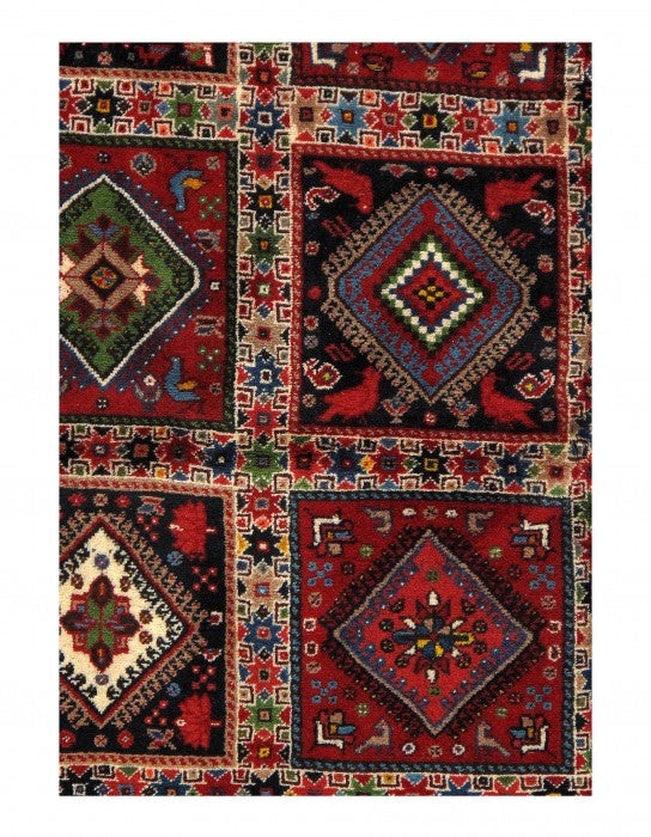 Canvello Silkroad Yalameh Blue And Red Rug - 6'9'' X 8' - Canvello