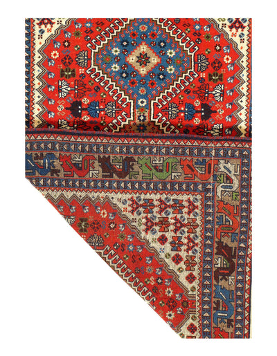 Canvello Persian Yalameh Red And Green Rug - 3'5'' X 5'3''
