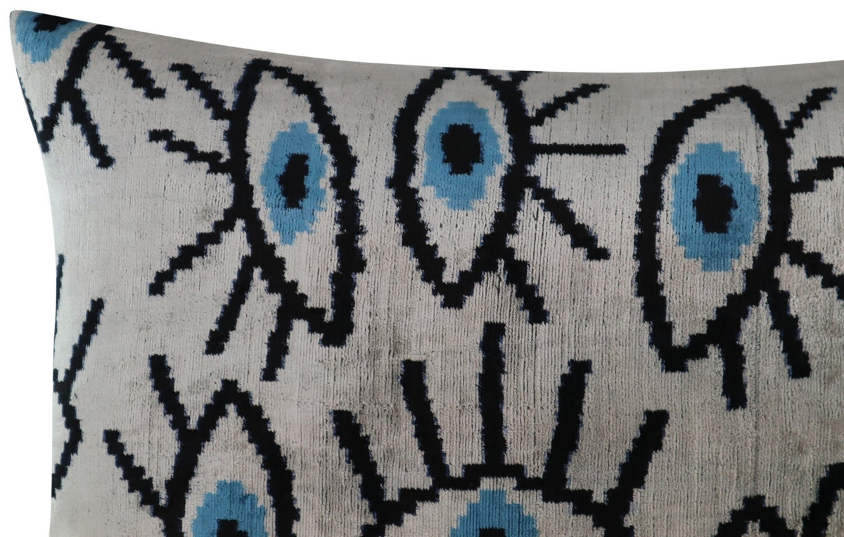 Canvello Silver Black Blue Vegetable Dyed Handmade Turkish Silk Velvet Pillow - A Work of Art - Canvello