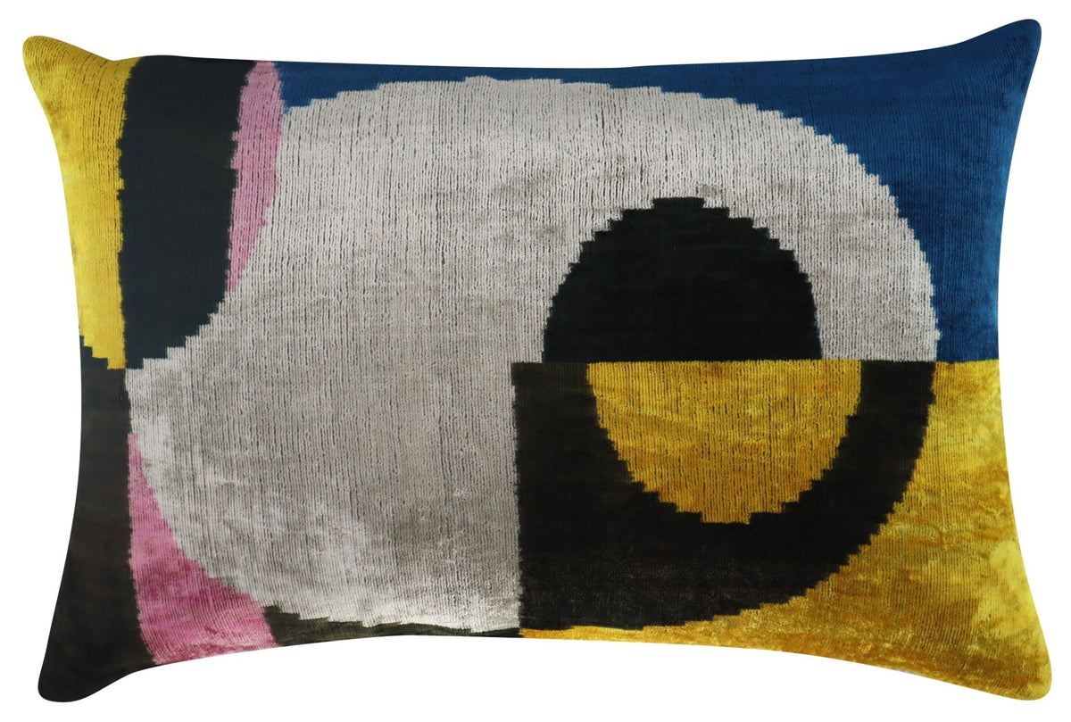 Canvello Silver Black Gold Handmade 16x24 Silk Velvet Pillow, Organic Veg Dyed, Down Feather Filled
