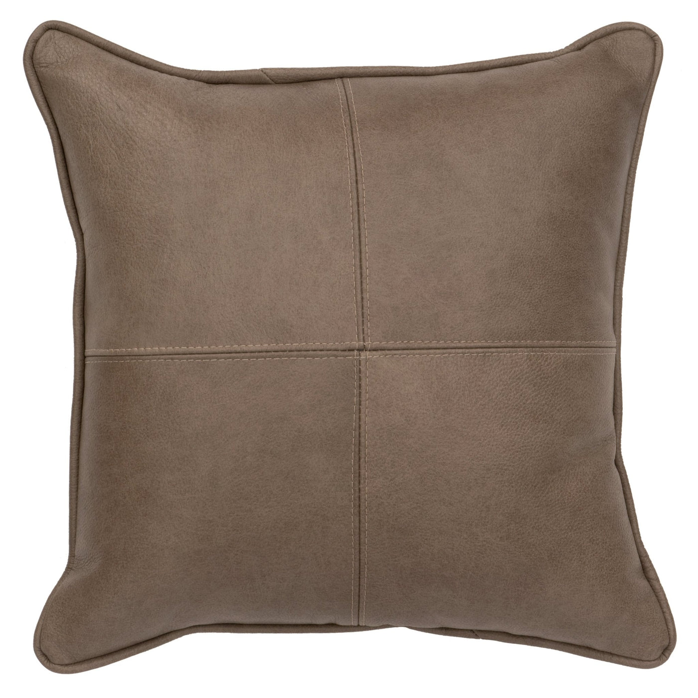 Canvello Silver Fox Leather Pillow - Fabric Back - 16" x 16" - Canvello