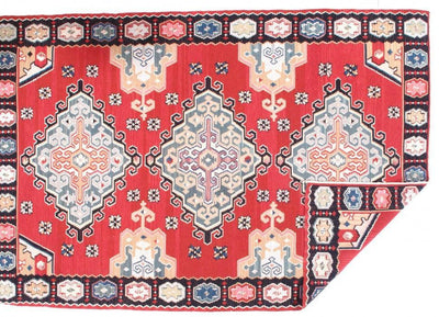 Canvello Sino Shiraz Design Red Kilim Rug - 5'11" X 8'8" - Canvello