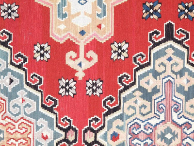 Canvello Sino Shiraz Design Red Kilim Rug - 5'11" X 8'8" - Canvello