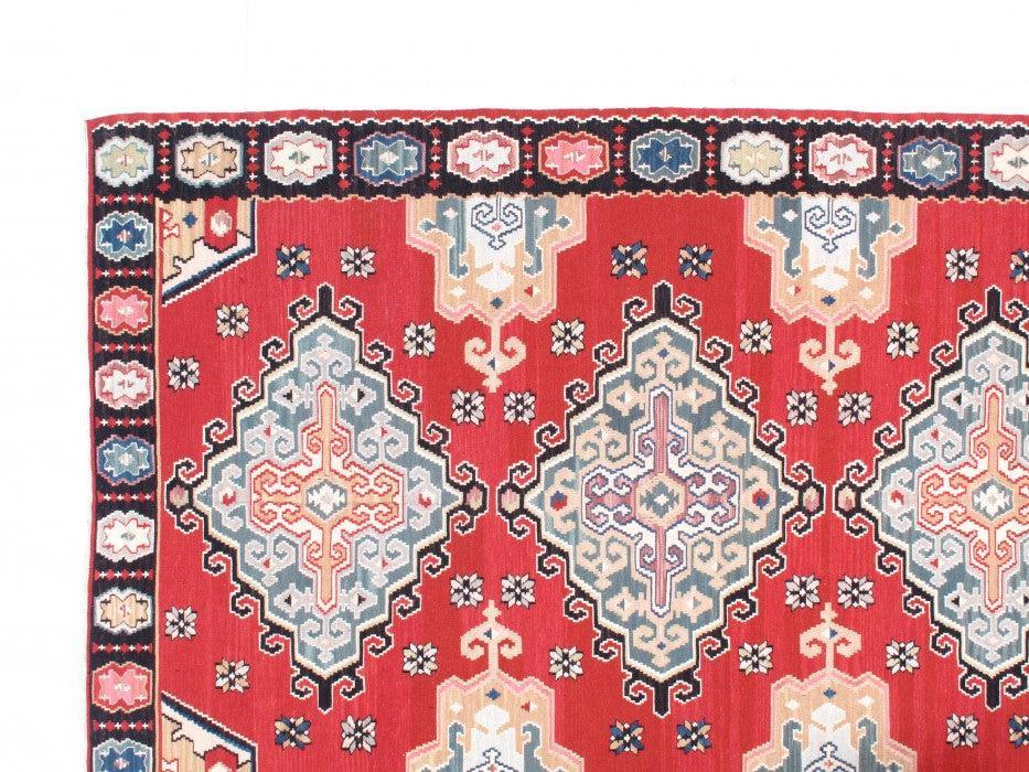 Canvello Sino Shiraz Design Red Kilim Rug - 5'11" X 8'8" - Canvello