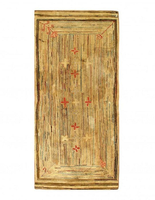 Canvello Small Size Antique American Hooked Rug - 3'2'' X 6'11''