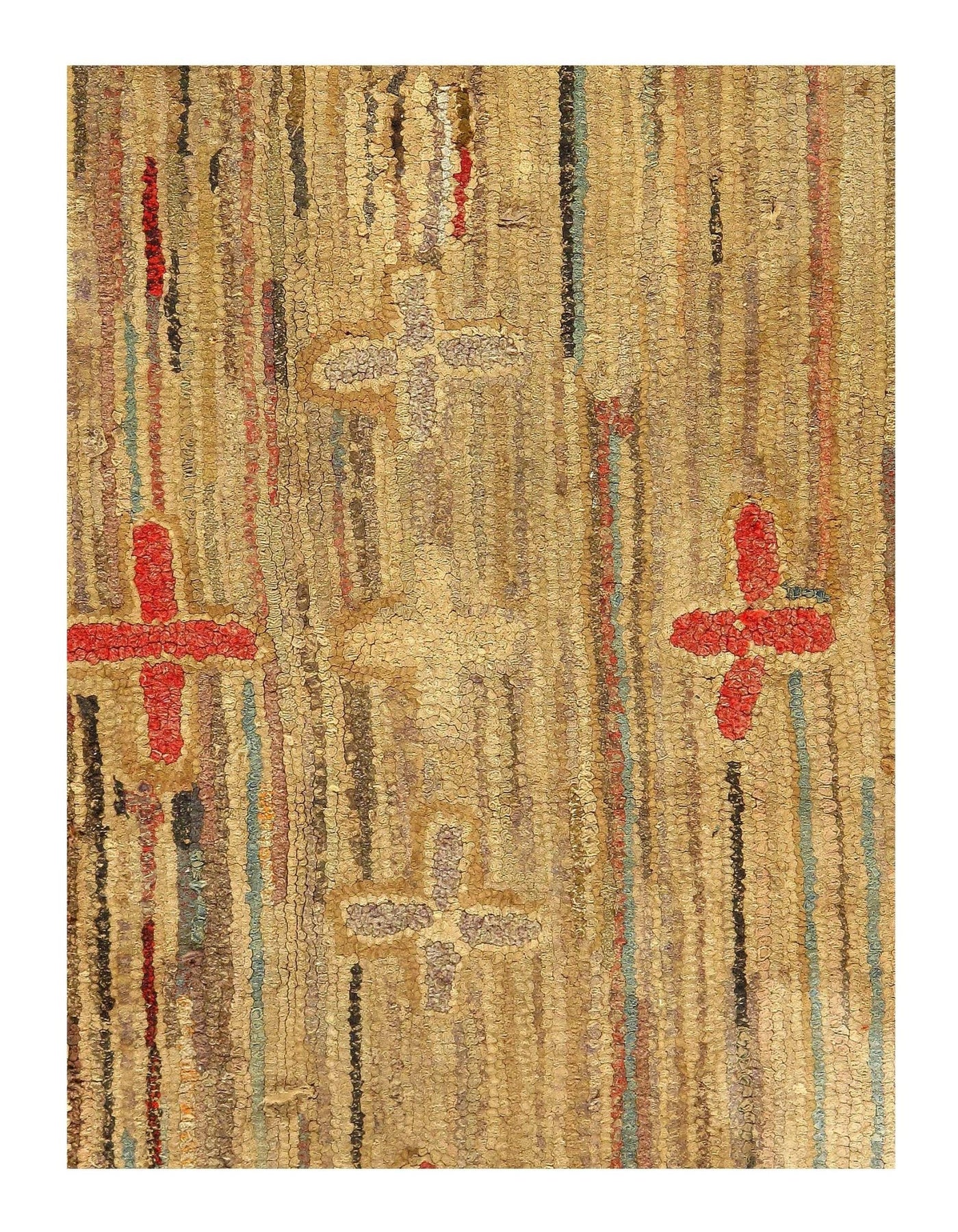 Canvello Small Size Antique American Hooked Rug - 3'2'' X 6'11'' - Canvello