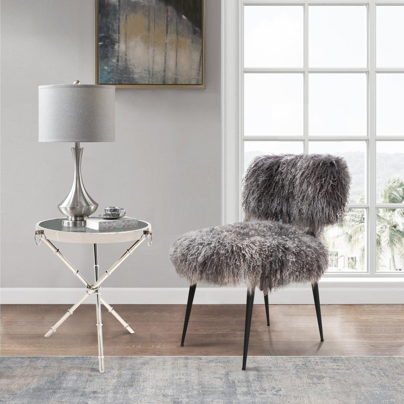 Canvello Steel & Glass Side Table - Silver - Canvello