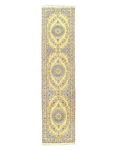 Canvello Super Fine Hand Knotted Silkroad Nain silk & wool Runner 2'11'' X 12'3'' - Canvello