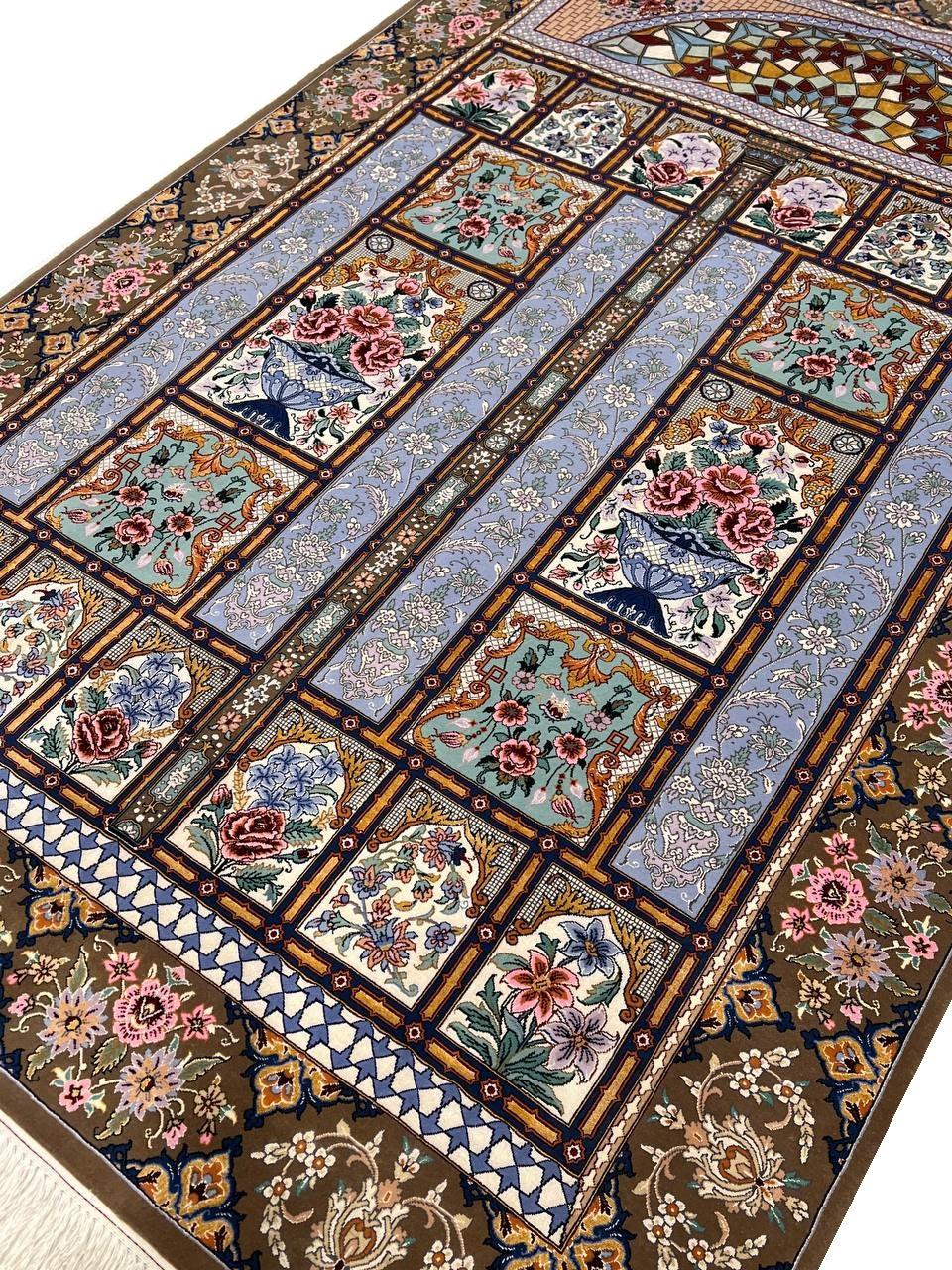 Canvello Super Fine Hand Knotted Persian Silk & Wool Isfahan Rug - 4'7'' X 7'2''